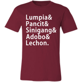 Lumpia Pancit Sinigang Adobo Lechon Unisex Jersey T-Shirt